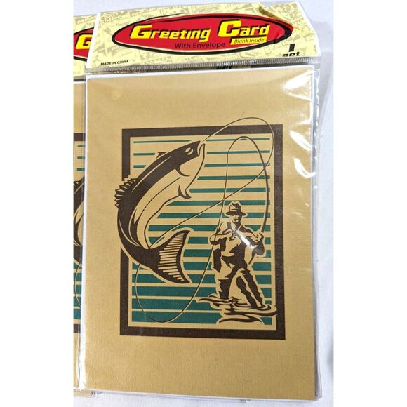 Fly Fishing Greeting Cards Fisherman Trout 7 x 5-in Blank Inside Envelope 4-pc - Picture 2 of 3